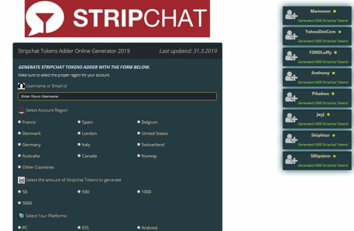 tokens on stripchat